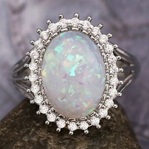 NEW White Opal Sterling Silver Ring